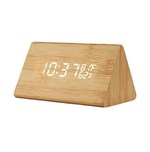 Digitaler Wecker Holzoptik LED mit Temperatur & 3 Alarmen - Braun